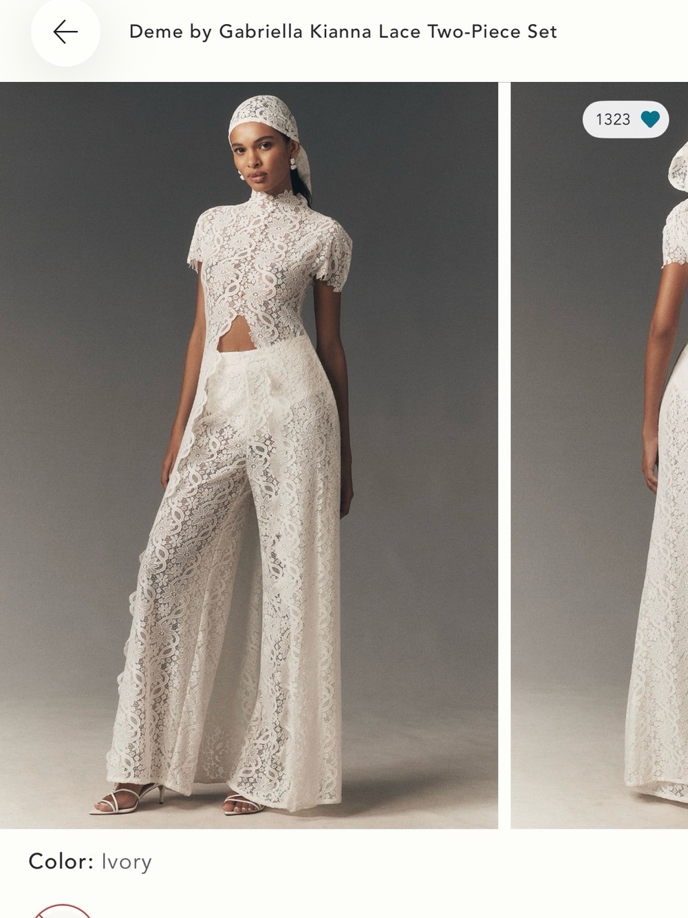 Deme by Gabriella Kianna Ivory Lace Two-Piece Pantsuit
